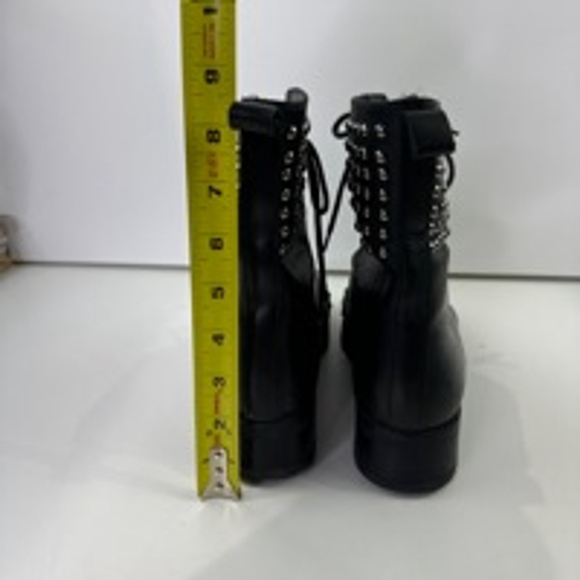 Fabianelli Women's Black Leather studded lace up ankle boots size 39 - Picture 5 of 10